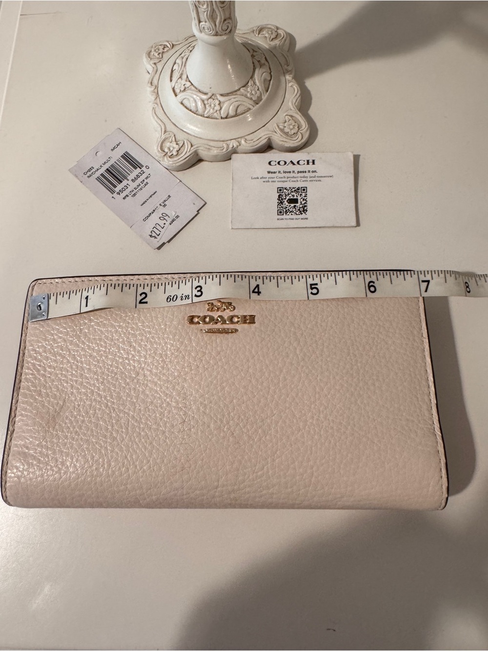 Coach Pebbled Leather Wallet in Soft Cream with Gold Logo - Picture 13 of 15